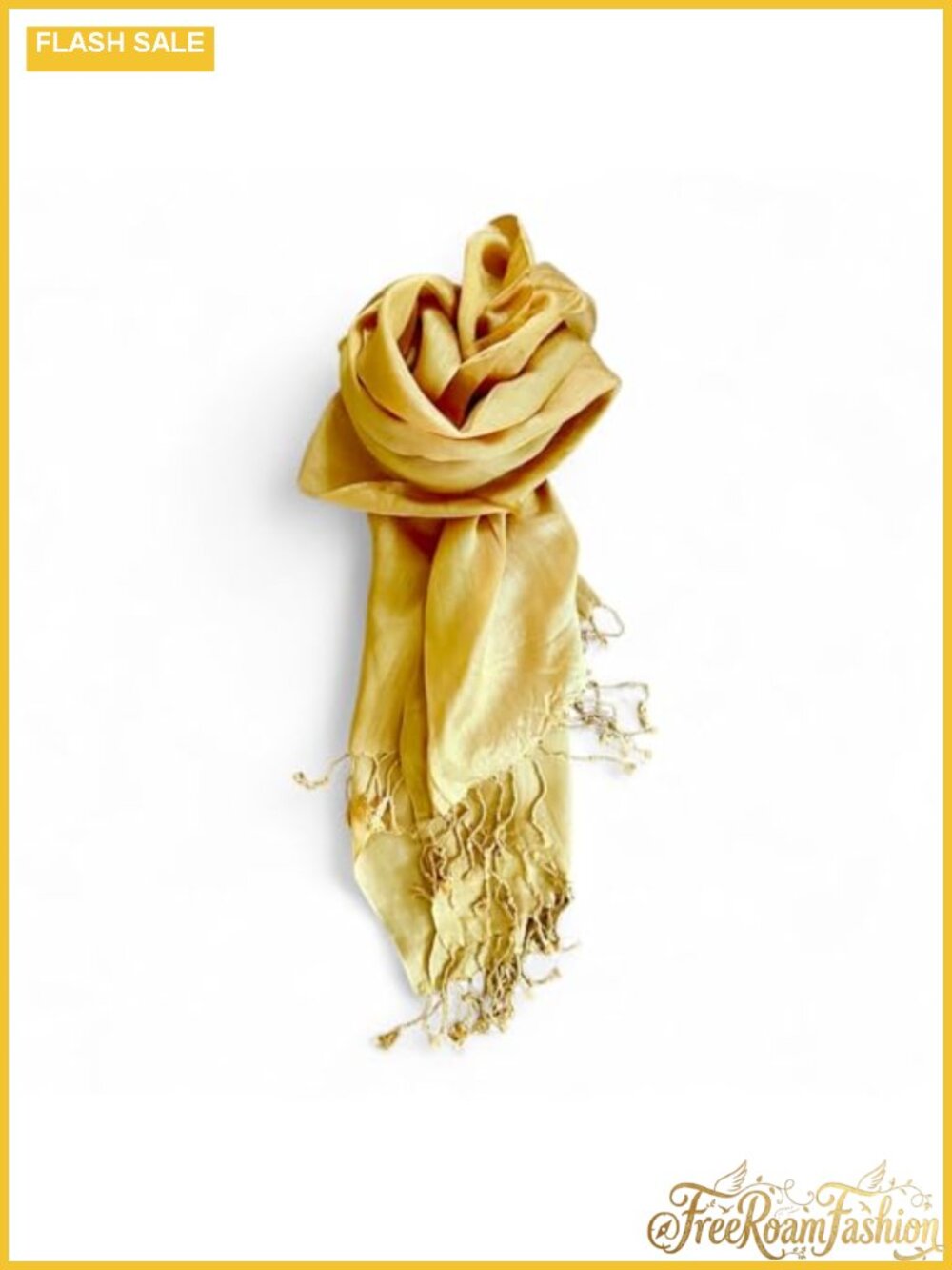 Pashmina-Style Shawl Scarf Lightweight Silk Blend Wrap with Twisted Fringe